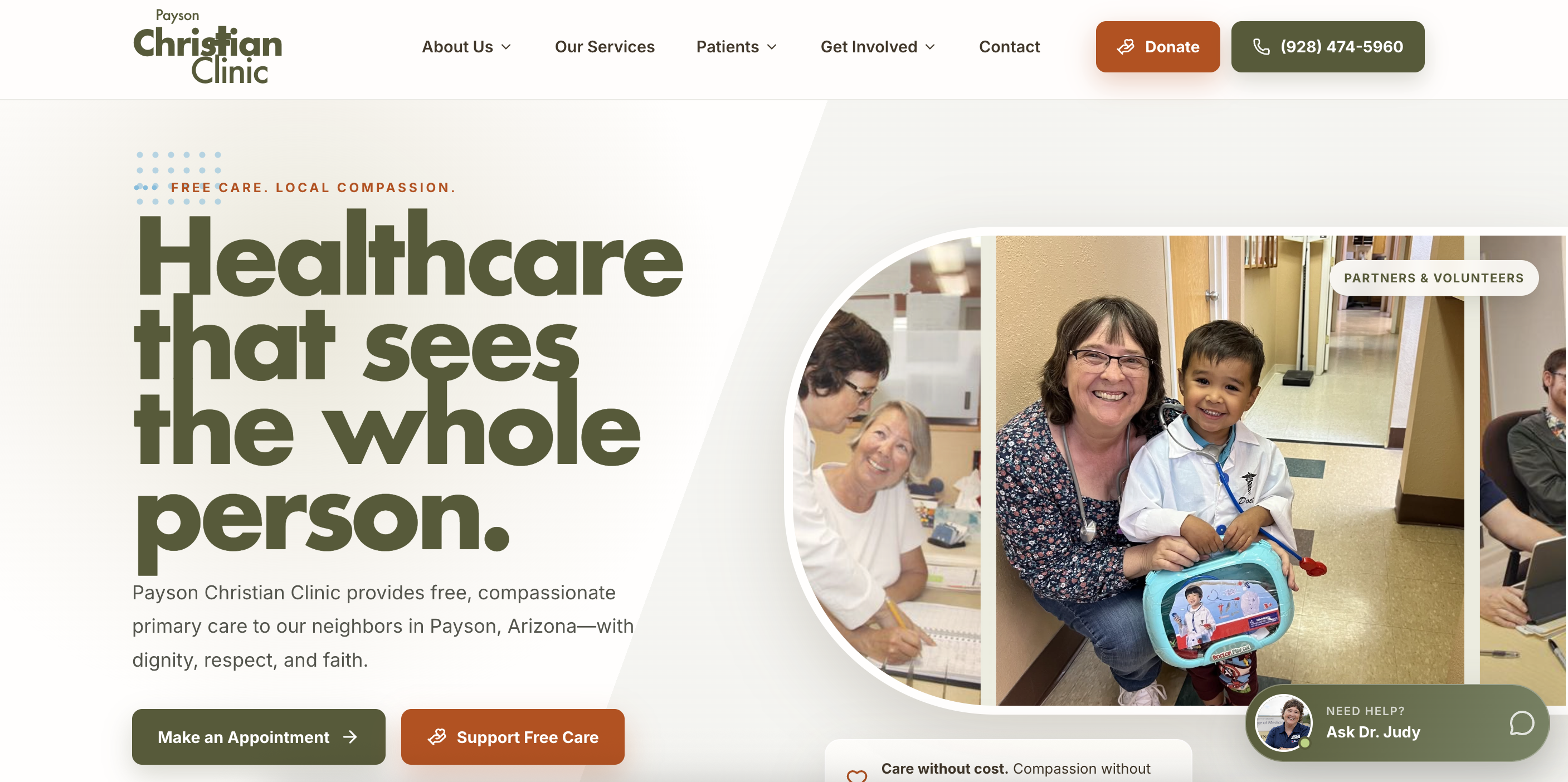 Payson Christian Clinic website homepage